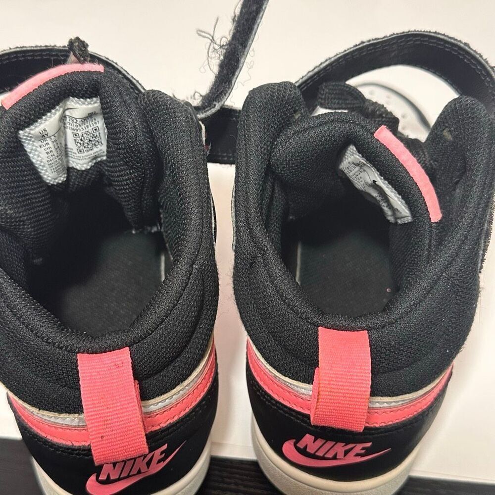 Nike Court Borough Mid 2 Sneakers Black White Pink | Youth Size 4 - Picture 6 of 14